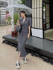 UNXX Deep V Suit Collar Puff Sleeve Short Suit + High Waist Split Fishtail Skirt Two-piece Women's Summer Suit Harajuku
