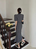 UNXX Deep V Suit Collar Puff Sleeve Short Suit + High Waist Split Fishtail Skirt Two-piece Women's Summer Suit Harajuku