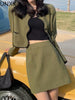 UNXX Elegant Chic Ladies 2 Pieces Blazer Set O-neck Single-breasted Short Jackets & Mini Package Hip Skirts Women Skirt Suit Y2k