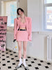 UNXX  Sweet Pink Blazer Skirt Set Girl Suit Coat +Camisole+ Mini Skirt Suit Female 3 Piece Set Women Summer Fall New