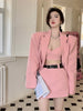 UNXX  Sweet Pink Blazer Skirt Set Girl Suit Coat +Camisole+ Mini Skirt Suit Female 3 Piece Set Women Summer Fall New