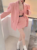 UNXX  Sweet Pink Blazer Skirt Set Girl Suit Coat +Camisole+ Mini Skirt Suit Female 3 Piece Set Women Summer Fall New