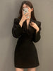 UNXX Jacket Skirt Two Piece Sets Long Sleeve V-neck Coat Suit Autumn 2023+ Mini Skirts Korean Office 2pc Set Elegant Black Suit