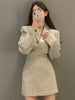 UNXX Jacket Skirt Two Piece Sets Long Sleeve V-neck Coat Suit Autumn 2023+ Mini Skirts Korean Office 2pc Set Elegant Black Suit