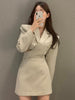 UNXX Jacket Skirt Two Piece Sets Long Sleeve V-neck Coat Suit Autumn 2023+ Mini Skirts Korean Office 2pc Set Elegant Black Suit