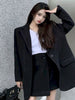UNXX Korean Wool Coats Jackets Suit Women Autumn Winter Pure Color Loose Blazers Coat + High Waist Irregular Skirts Sets