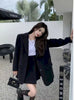 UNXX Korean Wool Coats Jackets Suit Women Autumn Winter Pure Color Loose Blazers Coat + High Waist Irregular Skirts Sets
