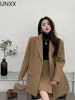 UNXX Korean Wool Coats Jackets Suit Women Autumn Winter Pure Color Loose Blazers Coat + High Waist Irregular Skirts Sets