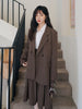 UNXX Korean Spring Two Piece Set Women Long Sleeve Blazer Jacket + Long Pleated Skirt Blazer Suits Ensemble Femme 2 Piece Outfit