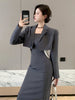 UNXX Korean Style Suits Sets Womens Spring Summer Pockets Short Jackets Outerwear High Street Slim Strap Dress Two Piece Set