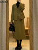 UNXX Korean Version Set Women's 2023 Autumn Temperament Suit Jacket + High Waist Slim Skirt Two-piece Women 2 Piece Blazer Skirt