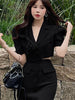 UNXX Korean Version of The Design Sense Suit Female Xia Yang Style Bow Blazer Short Top+high Waist Skirt Two-piece Tide