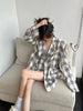 UNXX Ladies' Sweet Versatile Temperament Pink Plaid Suit Jacket + High-waist Plaid Skirt Pants Casual Suit Skirt Suits Full