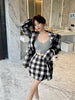 UNXX Ladies' Sweet Versatile Temperament Pink Plaid Suit Jacket + High-waist Plaid Skirt Pants Casual Suit Skirt Suits Full