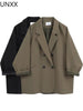 UNXX Oversized Blazer for Women Loose Casual Long Sleeve Double Breasted Jacket 2023 Spring Female Fall 2023 Women Coat