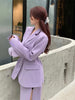 UNXX Quality Office Ladies Suits with Skirt Two-Piece Setup Autumn Purple with Belt Blazer Chic High-Waist Split Skirt Outfit