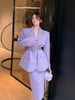 UNXX Quality Office Ladies Suits with Skirt Two-Piece Setup Autumn Purple with Belt Blazer Chic High-Waist Split Skirt Outfit