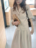 UNXX Set Female Retro Chic Summer Professional Suit Top + Pleated Skirt Age-reducing Two-piece Suit Female Office Lady