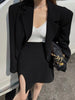 UNXX Stylish Ladies 2 Pieces Set Long Sleeve Blazer Jacket & High Waist Split Mini Skirts 2023 Spring Women Skirt Suits Harajuku