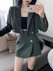 UNXX Two Piece Set Blazers Women+high Waist Skirt Cropped Classy Stylish Solid Casual Temperamen Women's Suit with A Skirt Full