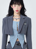 UNXX Women Suit Blazer +Skirt + Shirt 3 Pieces Set Brown Preppy Style Sexy Suits Crop Top Streetwear Party Skinny Clothes Woman