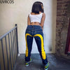 UVRCOS Streetwear Cyber Y2K Pantalones Contrast Color Patchwork Printed Casual Jeans Autumn  2022 Cargo Pants