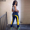 UVRCOS Streetwear Cyber Y2K Pantalones Contrast Color Patchwork Printed Casual Jeans Autumn  2022 Cargo Pants