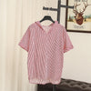 2022 Summer women blouse ladies short sleeve shirt raglan stripe tops 4XL plus size fashion women office clothing