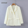 Unireal 2023 Autumn Streetwear Women Casual Blazer Suit Jacket Office Lady White Blazer Outwea Coats