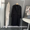Unireal 2023 Autumn Women Long Blazer Overcoats Streetwear Lady Double Breasted Suit Jacket Coats