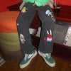 Unisex Cartoon Cute Hip Hop Loose Rock Jeans Harajuku High Street Casual Funny Pant Streetwear