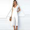 Sexy V Neck Solid Linen Jumpsuit Women 2022 Summer Short Sleeve Buttons Wide Leg Rompers Vintage Party Overalls Female