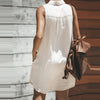 Turn Down Collar Sleeveless Shirt Dress Women 2022 Summer Casual Buttons Loose Mini Dresses Cotton Linen White Vestidos