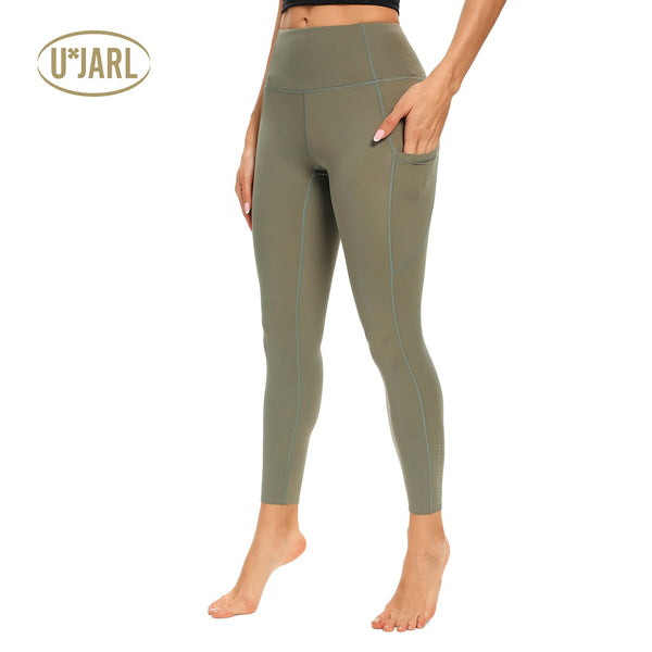 UxJARL Women's Yoga Pants with Pockets Compression Leggings High Waist Workout Activewear Seamless Push-Up