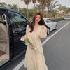 V-neck Elegant Sweet Dress Women Long Sleeve Chiffon Floral Dress Party Beach Dress for Females Korean Style 2023 Summer Chic