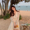 V-neck Elegant Sweet Dress Women Long Sleeve Chiffon Floral Dress Party Beach Dress for Females Korean Style 2023 Summer Chic