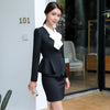 V-neck Long Sleeve Ruffle Blazer and Mini Skirt Two Piece Set Women Business Formal Black Red Beige Pencil Skirt Suit Woman