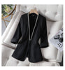 V neck Thin Suit Women's 2023 Spring and Summer Korean Professional Wear Half Sleeve Casual Jacket Office Blazer
