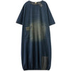 VANOVICH European and American Plus Size Retro Stitching Patch Denim Long Dress 2022 Autumn Woman Dress
