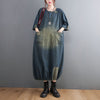 VANOVICH European and American Plus Size Retro Stitching Patch Denim Long Dress 2022 Autumn Woman Dress