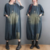 VANOVICH European and American Plus Size Retro Stitching Patch Denim Long Dress 2022 Autumn Woman Dress