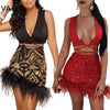 Hot Fashion Ladies Bandage Dress 2 Piece Mini Club Dress V-Neck Sexy Summer Dress K9138