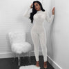 New Fashion High Quality Bodycon Jumpsuit Full Sleeve Lace Jumpsuit O-Neck Sexy Rompers White Khaiki and Black Q034