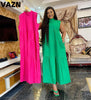 VAZN 2023 Pleated Chic Ladies Slim Elegant Female Solid Skinny Maxi Dress Sexy Lady O-Neck Sleeveless Long Dress