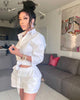VAZN 2023 Solid Summer Modern V-Neck Full Sleeve Elegant Street Clothing Suits 2 Piece Set Women Top And Pant