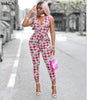 Hot Fashion Elegant Style 2022 Sexy Style Women Jumpsuit Print V-Neck Sleeveless Backless Bodycon Romper YS135