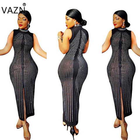 New Fashion Design 2022 Bandage Dress Women Sleeveless Maxi Long Dress O-Neck Sexy Club Dress H9351