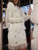 VC All  Two Pieces  Tweed Tassels Double Breasted Woolen Pencil Office Ladies Skirt Suit