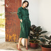 Autumn Winter Long Shirt Dress Women 2022 Long Sleeve Green Blue Color Vintage Dress Pocket with Belt Vestido