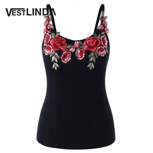 Embroidery Cami Tank Top Blouse Summer 2022 Fitness Women Clothing Camisole Spaghetti Strap Black Plus Size Cami Tops